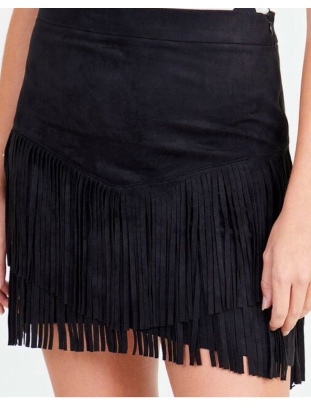 Altar’d State Farah Black Fringe Mini Skirt NWT Size M